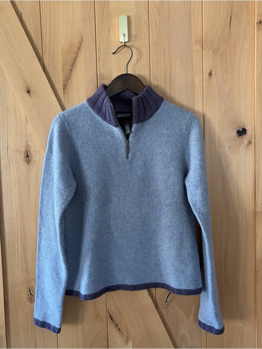 Vintage Patagonia Merino Wool Quarter Zip Pullover Made in Hong Kong Womens M